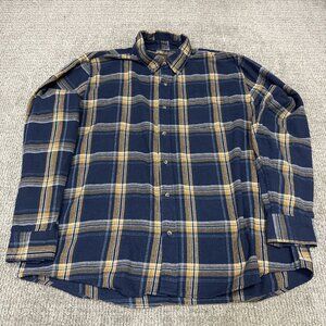 Mountain Ridge Flannel Shirt Blue Yellow White Plaid Long Sleeve Men’s Size XXL